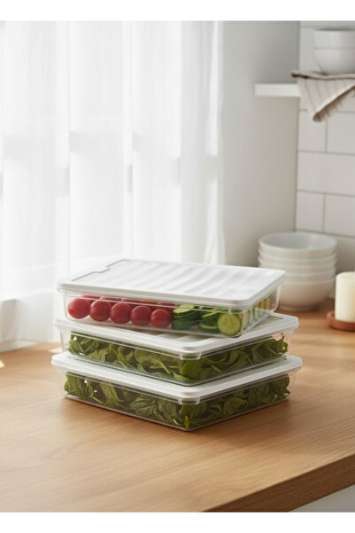 DİVAYS مجموعة من 3 حاويات تخزين للمطبخ ذات غطاء واسع، منظم طعام شفاف