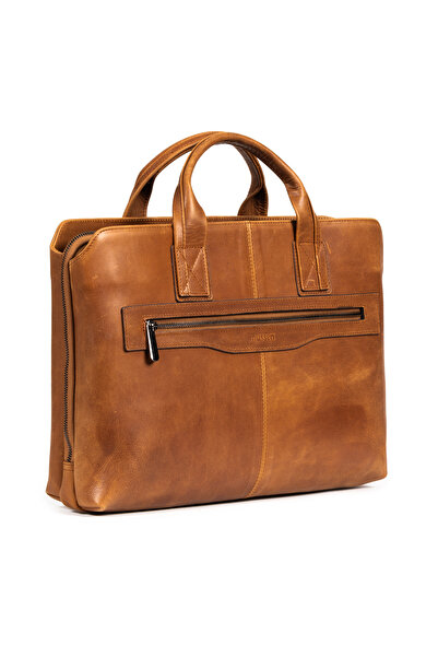 mussen Grandora 100% Genuine Leather 15.6 Inch Laptop Briefcase – 3 Compartments, Pool Zipper