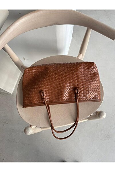 Rivina Nadi Tote Zippered Baguette Hand Shoulder Bag with Knitted Detail