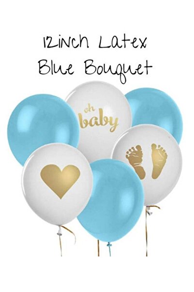 Generic Balloon Decorations Blue and White Balloons Set for Baby Shower Birthday - 6 PCS 12 Inch