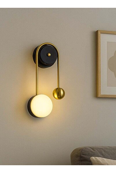 genernic شمعدان حائط ذهبي وأسود بثلاث مصابيح – 14 واط – عصري – 35×15 سم