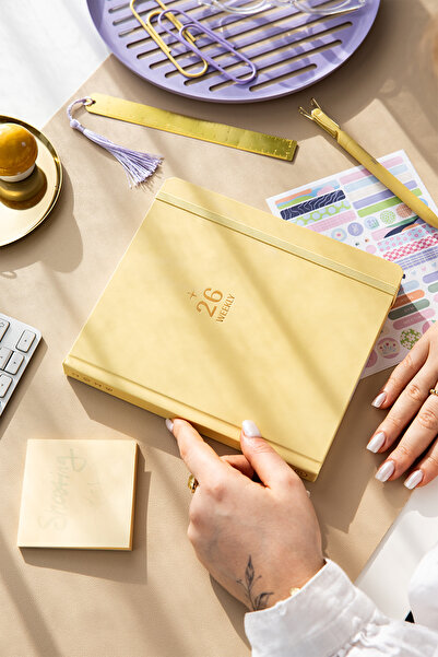 PAPERORA 2026 Dikey Haftalık Ajanda 12 Aylık Sert Kapak 18x20 cm - Sarı