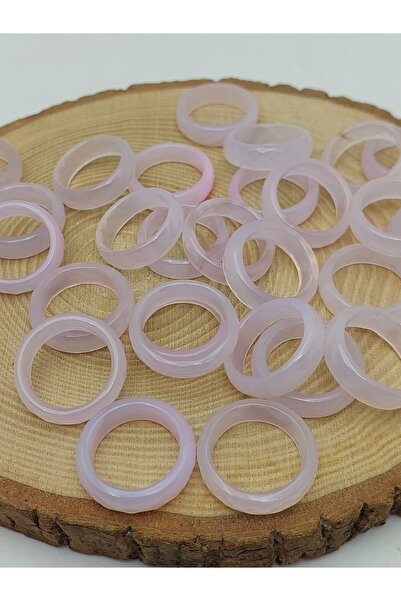 Yasamtohumu خاتم من حجر العقيق – لون وردي فاتح مظلل – قطع متعدد الأوجه – سمك 6 مم (59916)