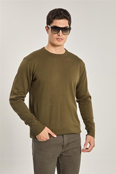BARRELS AND OIL Men's long sleeve knit sweater - khaki