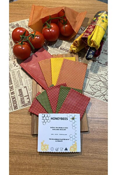 Home 9-Piece Daisy Patterned Fabric Reusable Natural Beeswax (Beeswax) Food Storage Cloth