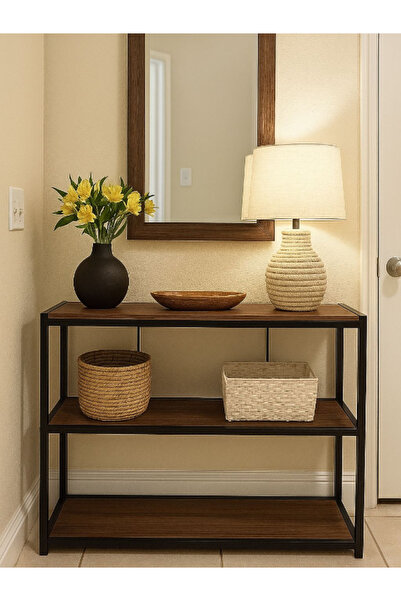 BEC59 وحدة مدخل خشبية عصرية بأرجل معدنية - 100سم - تصميم أنيق و عملي