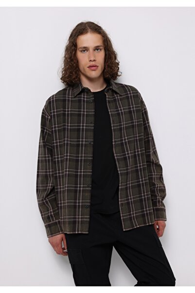 Colin's Comfort Fit Shirt Neck Екологічна чоловіча зелена сорочка з довгими рукавами