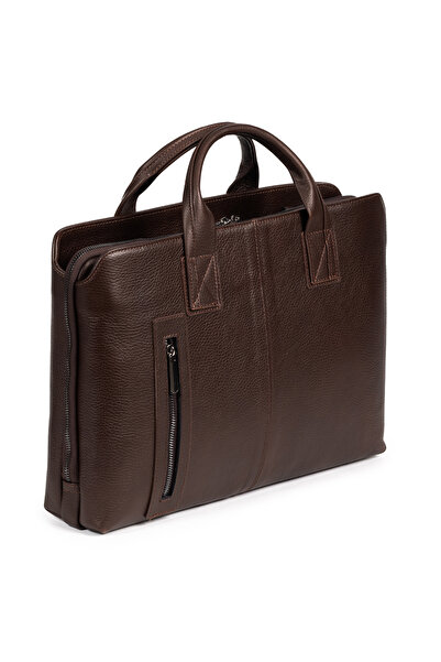 mussen Grandora 100% Genuine Leather 15.6 Inch Laptop Briefcase – 3 Compartments, Pool Zipper