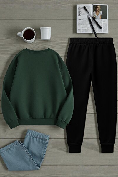 uyguntarz Unisex the Weekend Design Printed Crew Neck Sweatshirt - 2-Piece Tracksuit Set