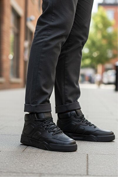 dehaine Men's high-top sneakers, made of eco-leather R911 Black