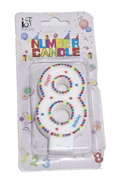 Generic Happy Birthday Candle Number 8 Size 8x4.5cm