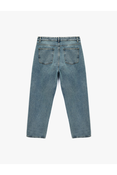 Koton Κανονική μέση βαμβακερή φαρδιά φαρδιά τζιν παντελόνι