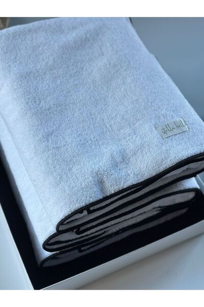 Stella Belli 100% Cotton 90 X 150 cm Bath Towel | Hotel | Soura | Edge Black Special Embroidered