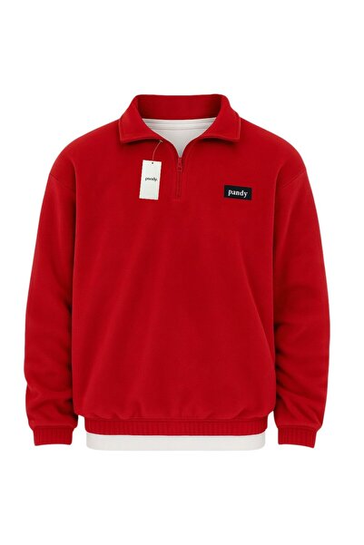 pandy Unisex Standard Fit Oversized Comfortable Cut Non-Pilling Cold Resistant Mock Neck Fleece Sweatshirt