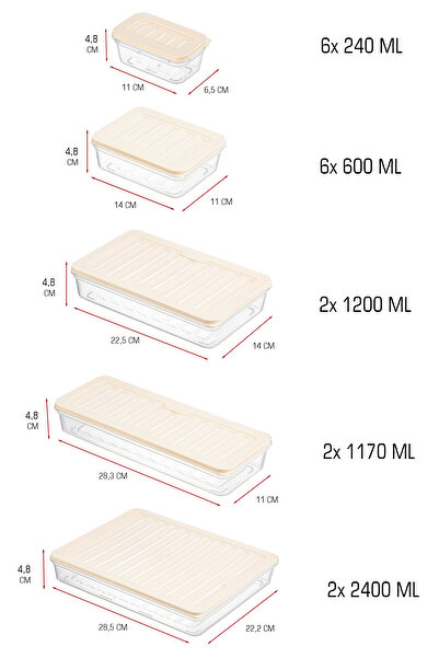 FİTHOME 18 Pieces Shallow Refrigerator and Freezer Organizer Storage Container Multi-Purpose Set Microwave Safe