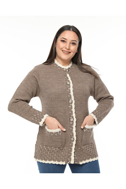 Elvin Knitwear Women's Mother Mink Winter Woolen Plus Size Cardigan