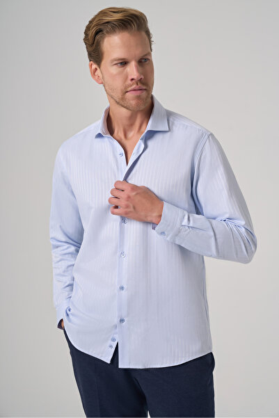 Morven Ανδρικό πουκάμισο A. BLUE Trend Slim Fit ιταλικό γιακά