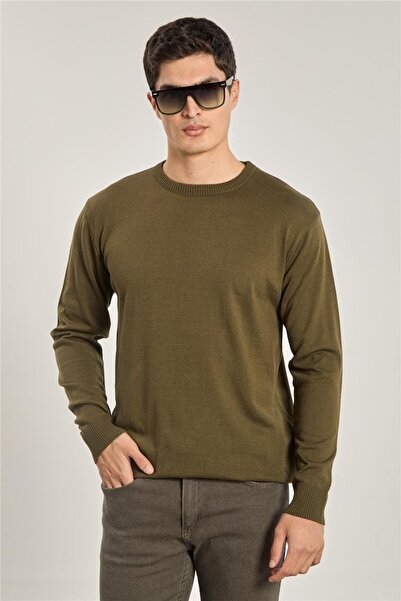 BARRELS AND OIL Men's long sleeve knit sweater - khaki