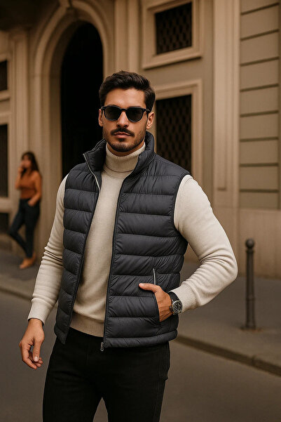 comstar Men's Winter Premium Basic Lined Smoked Puffer Vest