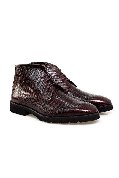 FRANCO CALVANI Brown Lace-Up Genuine Leather Men's Boots