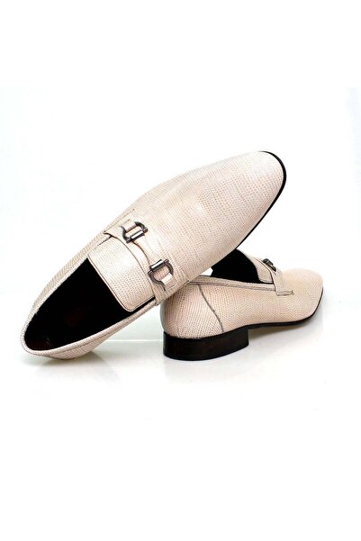 FRANCO CALVANI Beige Color Laceless Genuine Leather Men's Shoes