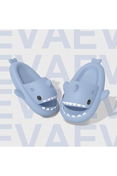 Flippy Shark-style Unisex EVA Foam Slippers, Thick Non-Slip Sole, Size 38-39, Light Blue