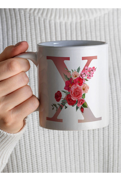 LOWHA 11 oz Ceramic Mug with Letter X Design on Both Sides