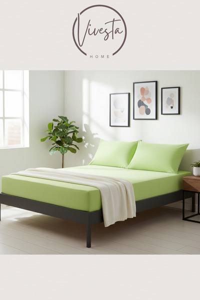 Vivesta Home Double Fitted Sheet Set 160×200 cm + 2 Pillowcases 50×70 cm – Durable Fabric