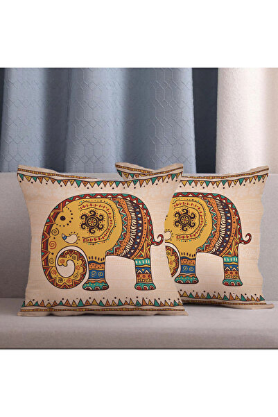 Alkan Homes 2-Piece Combination Cream Floor Elephant Themed Digital Printed T...