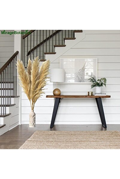 MirageBotanics White Ceramic Vase for Flowers and Pampas Grass