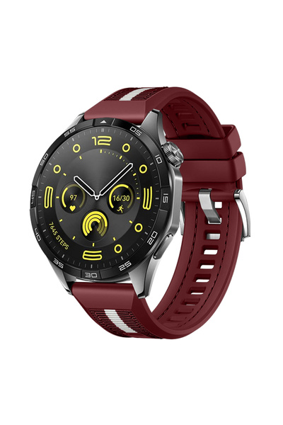 Sneezy Sportstripe Mesh Pattern Metal Buckle Silicone Smart Watch Band Compatible with Huawei Watch Gt4 46mm