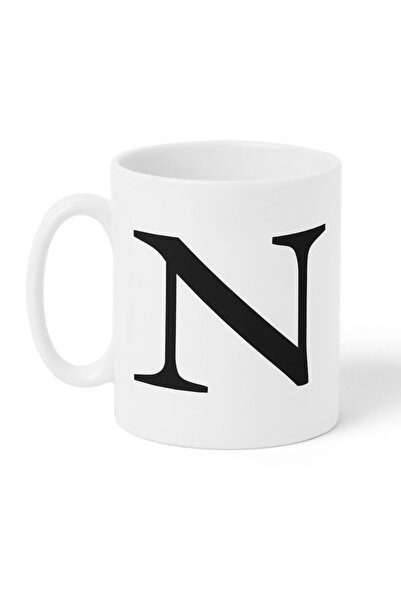 LOWHA 11 oz Ceramic Mug with Letter N Design on Both Sides