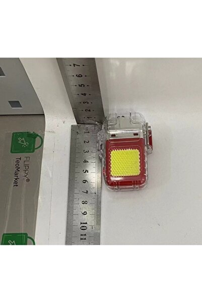 Flippy Keychain Torch with Lighter, Waterproof, 3 Modes, 300mAh, USB-C, COB, Range 50-100m, Red