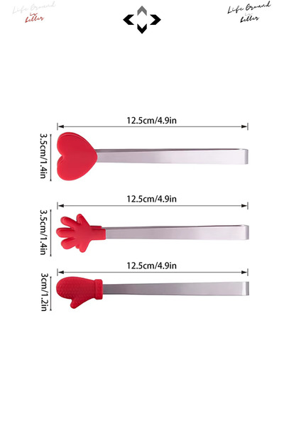 LİGROUND Mini Decorative Serving Tongs Set with Silicone Tips, Non-Slip Holder, Figured Tongs, Kitchen Presentation Turkish Delight Tongs