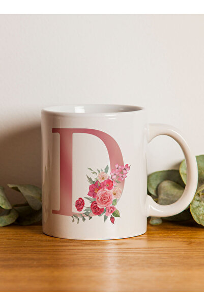 LOWHA 11 oz Ceramic Mug with Letter D Design on Both Sides