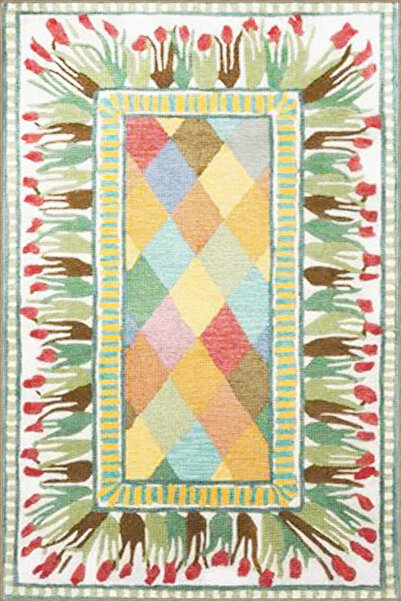 Rugs Modern Halı Berlin Çok Renkli Karma Geometrik Çiçek Desenli Kreatif Mode...