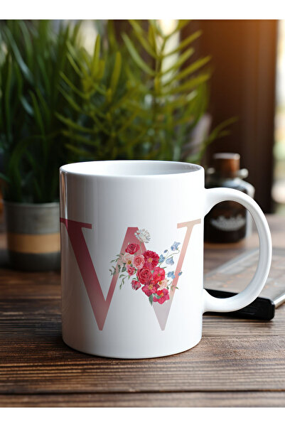 LOWHA 11 oz Ceramic Mug with Letter W Design on Both Sides