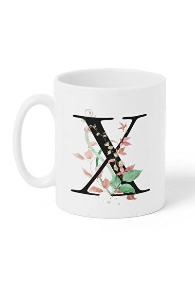 LOWHA كوب سيراميك سعة 11 أونصة بتصميم حرف X على كلا الجانبين