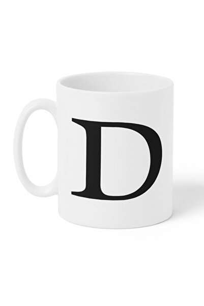 LOWHA كوب سيراميك سعة 11 أونصة بتصميم حرف D على كلا الجانبين