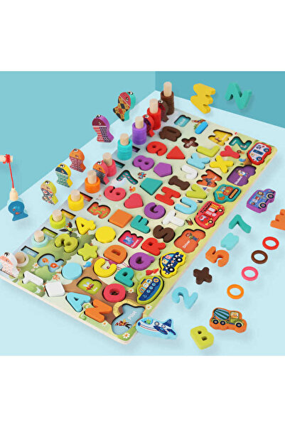 OEM Wooden inset learning game – numbers, letters, vehicles, shapes, multicolor, 3+