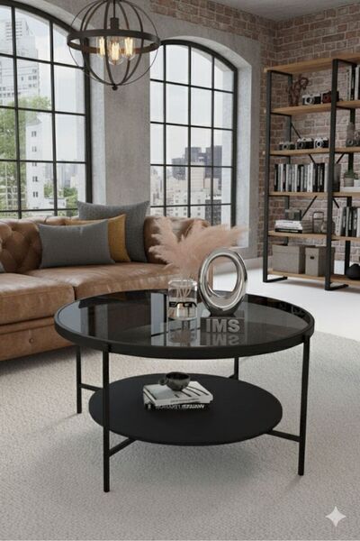 İMS ZİGON DÜNYASI Oslo Orta Sehpa - Füme Cam / Siyah