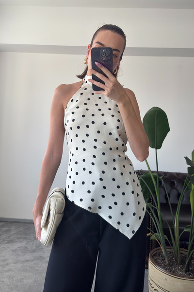 MAGARDE Μπλούζα με πουά σχέδιο Premium Design - ΕΚΡΟΥ