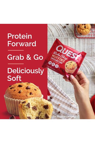 Quest Bake Shop, Chocolate Chip Muffins, 10g Protein, 2g Net Carbs, Less than 1g Sugar, 8 Count
