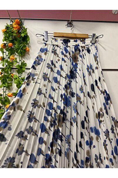 edu collection Patterned Chiffon Bohe Bell Skirt with Lining