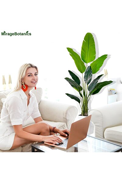 MirageBotanics 5.2ft Artificial Banana Plant Faux Bird of Paradise with UV Planter