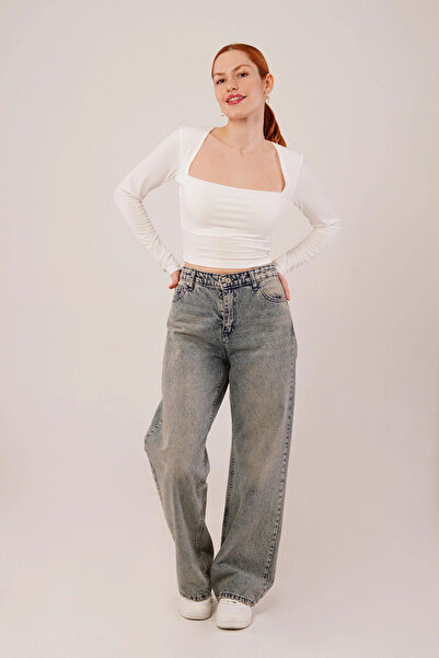 GENCULUS Square Neck Basic White Blouse