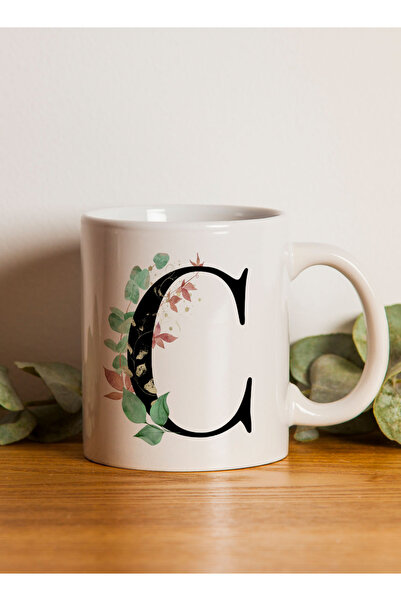 LOWHA 11 oz Ceramic Mug with Letter C Design on Both Sides