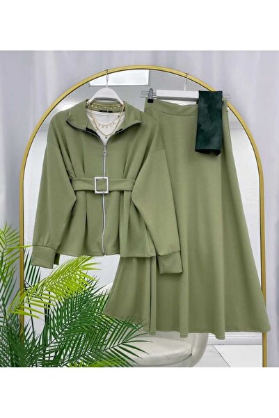 MODA VEDAT Belt Detail Skirt Suit - 0550