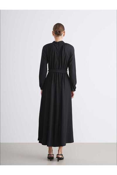 LC Waikiki MODİVRA EN-- Siyah Dik Yaka Dokulu Elbise