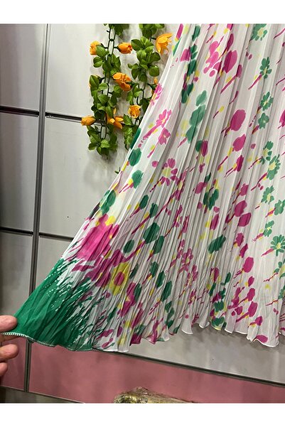 edu collection Patterned Chiffon Bohe Bell Skirt with Lining